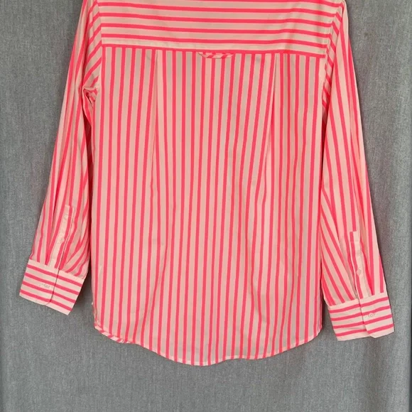 NWT a new day Women Neon Stripe Cotton Blend Button Down Shirt Sz M Work - Picture 7 of 11